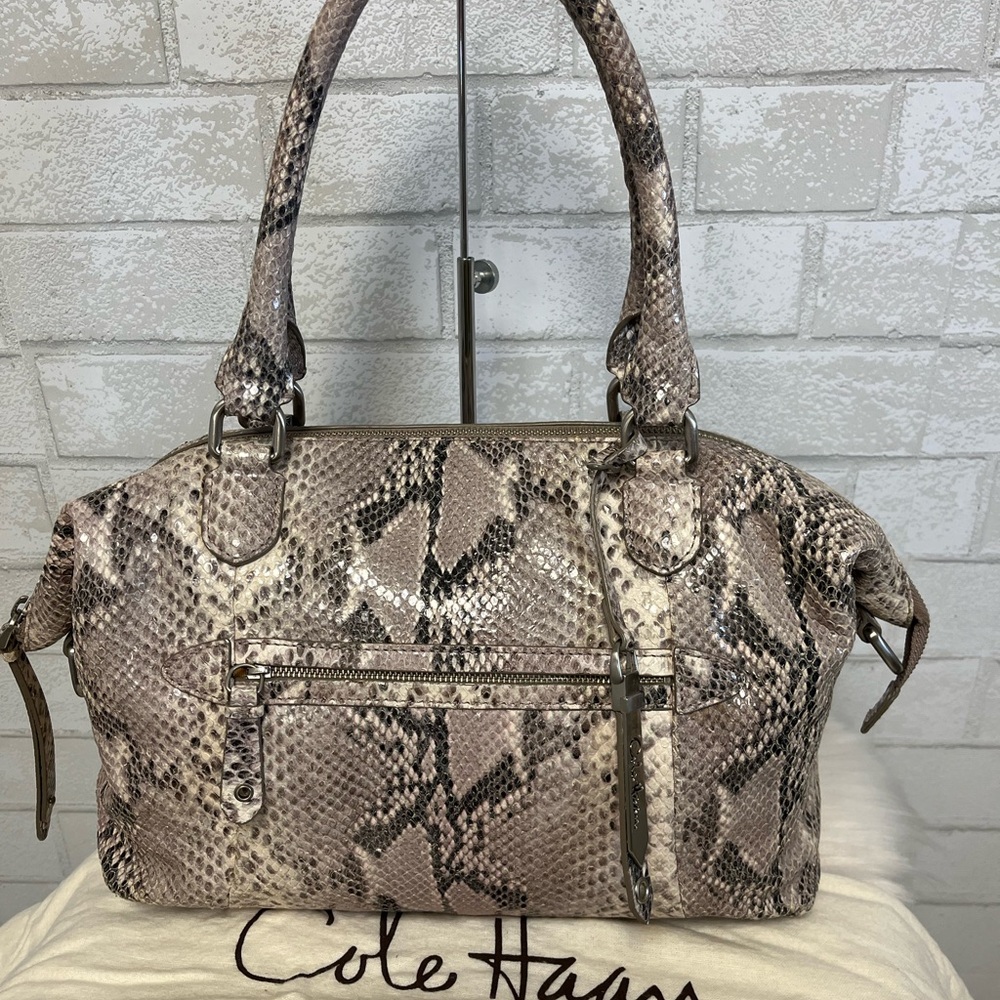 Cole Haan Snakeskin Leather Satchel Shoulder Bag